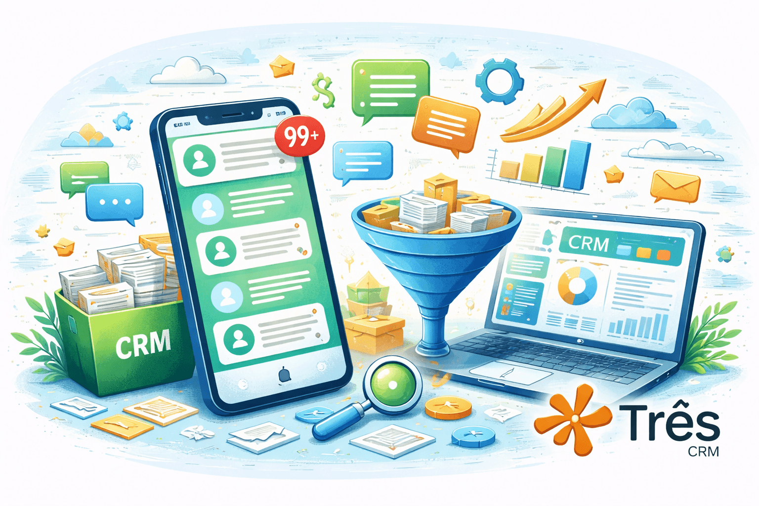 WhatsApp desorganizado? O Três CRM pode estruturar seu processo de vendas