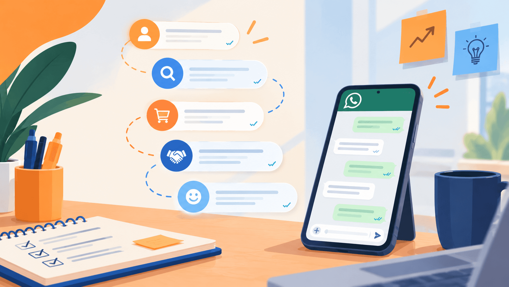 Mensagens prontas para follow-up no WhatsApp: modelos por etapa da venda